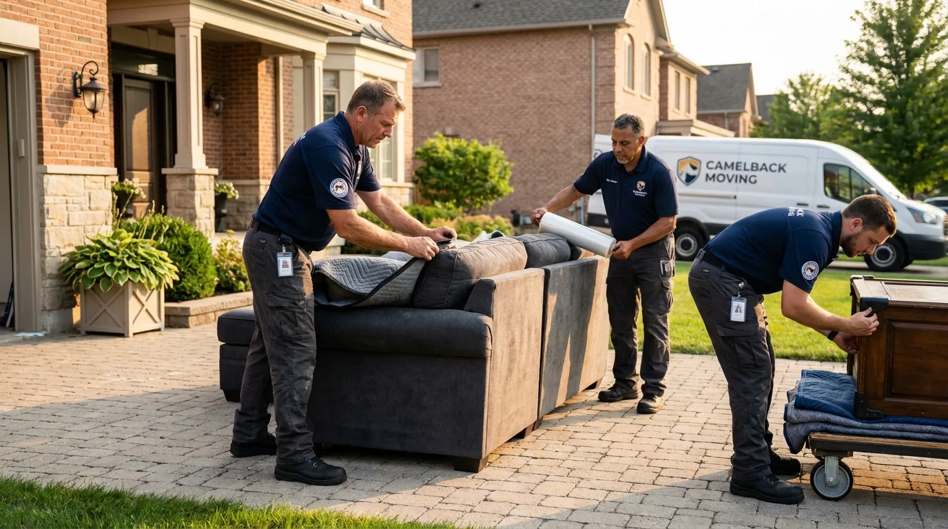 Large estate moving crew wrapping furniture in Saint Matthews, SC